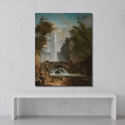 Scala E Fontana Nel Parco Di Una Villa Romana Hubert Robert hrb89 quadro stampato su tela