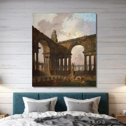 Il Luogo Di Atterraggio Hubert Robert hrb102 quadro stampato su tela