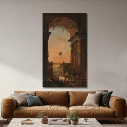 Il Ritorno Del Bestiame Hubert Robert hrb111 quadro stampato su tela