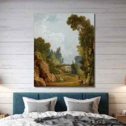 Il Ponte Rustico Château De Méréville Francia Hubert Robert hrb113 quadro stampato su tela