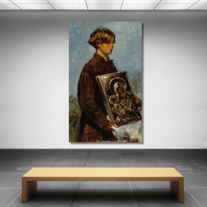 Schizzo Di Un Ragazzo Che Trasporta Un'Icona Ilya Efimovich Repin ier26 quadro stampato su tela