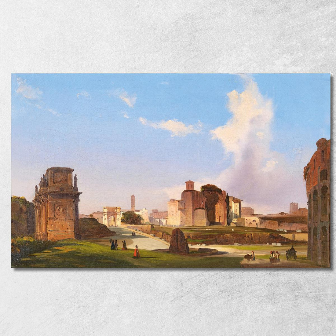 Una Vista Del Foro Romano Con L'Arco Di Costantino Ippolito Caffi icf3 quadro stampato su tela Una Vista Del Foro Romano Con L'Arco Di Costantino Ippolito Caffi icf3 quadro stampato su tela