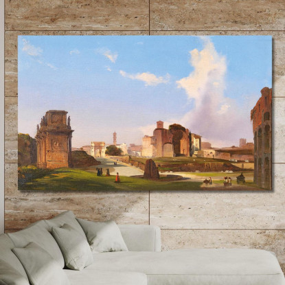 Una Vista Del Foro Romano Con L'Arco Di Costantino Ippolito Caffi icf3 quadro stampato su tela