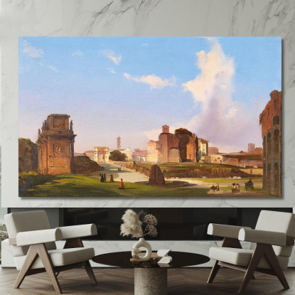 Una Vista Del Foro Romano Con L'Arco Di Costantino Ippolito Caffi icf3 quadro stampato su tela