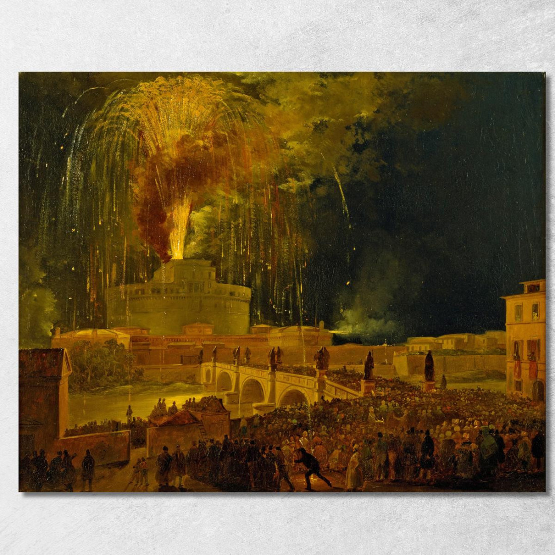 La Girandola Fireworks From Castel Sant'Angelo In Rome Ippolito Caffi icf9 quadro stampato su tela