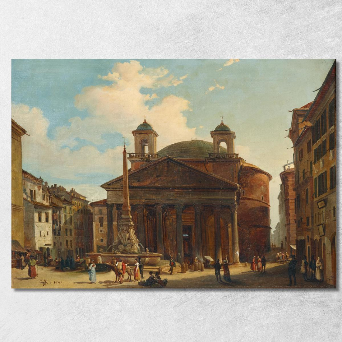 Roma Il Pantheon Ippolito Caffi icf15 quadro stampato su tela