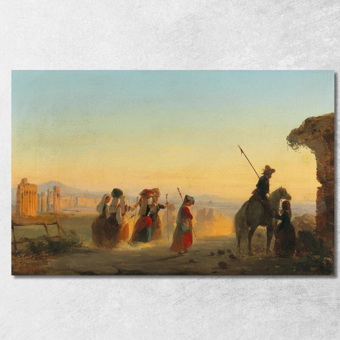 Roma La Via Appia All'Alba Ippolito Caffi icf16 quadro stampato su tela Roma La Via Appia All'Alba Ippolito Caffi icf16 quadro stampato su tela