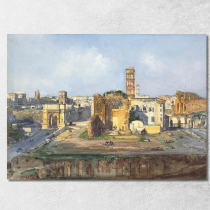 L'Arco Di Tito E Il Tempio Di Venere E Roma Vicino Al Foro Romano Ippolito Caffi icf19 quadro stampato su tela