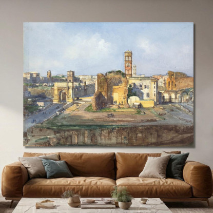 L'Arco Di Tito E Il Tempio Di Venere E Roma Vicino Al Foro Romano Ippolito Caffi icf19 quadro stampato su tela