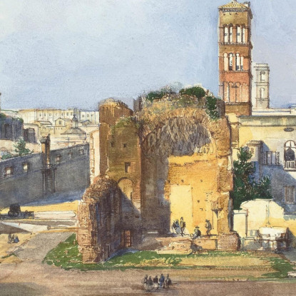 L'Arco Di Tito E Il Tempio Di Venere E Roma Vicino Al Foro Romano Ippolito Caffi icf19 quadro stampato su tela