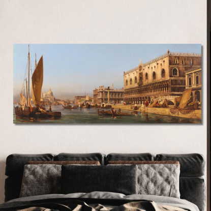 Venezia Il Palazzo Ducale E Il Molo Ippolito Caffi icf29 quadro stampato su tela
