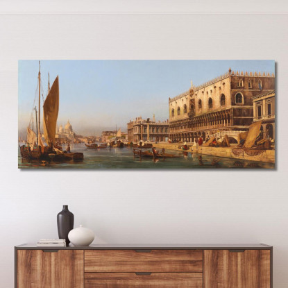 Venezia Il Palazzo Ducale E Il Molo Ippolito Caffi icf29 quadro stampato su tela