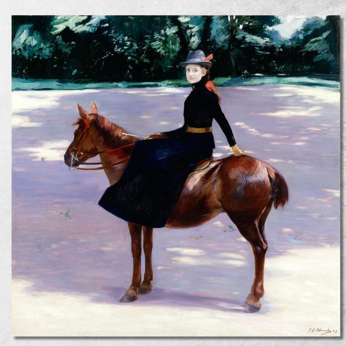 Mademoiselle Meuriot Sul Suo Pony Jacques-Émile Blanche jeb22 quadro stampato su tela Mademoiselle Meuriot Sul Suo Pony Jacques-Émile Blanche jeb22 quadro stampato su tela