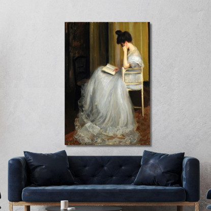 Donna Che Legge Jacques-Émile Blanche jeb56 quadro stampato su tela
