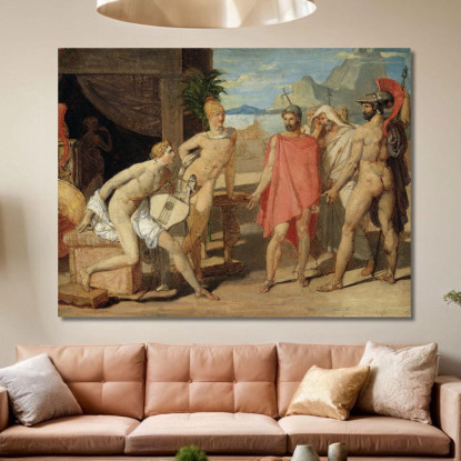 Achille Riceve Nella Sua Tenda Gli Inviati Di Agamennone Jean Auguste Dominique Ingres jad2 quadro stampato su tela