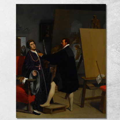 Aretino In The Studio Of Tintoretto Jean Auguste Dominique Ingres jad7 quadro stampato su tela