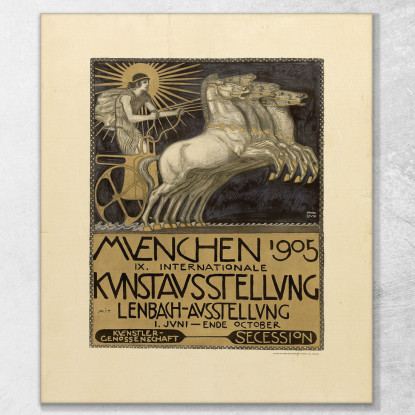 Manifesto Per Il Ix. Mostra D'Arte Internazionale A Monaco Franz von Stuck fvs68 quadro stampato su tela