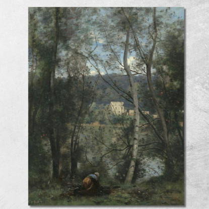 Una Donna Che Raccoglie Fascine A Ville-D'Avray Jean-Baptiste-Camille Corot jbc9 quadro stampato su tela