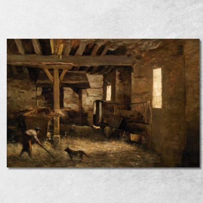 Un Interno Di Un Fienile Jean-Baptiste-Camille Corot jbc14 quadro stampato su tela