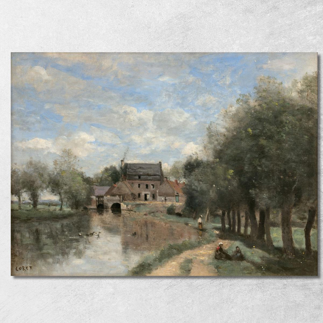 Arleux-Du-Nord Le Moulin Drocourt Sur La Sensée Jean-Baptiste-Camille Corot jbc15 quadro stampato su tela