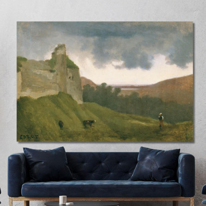 Rovine Del Castello Di Arches Jean-Baptiste-Camille Corot jbc17 quadro stampato su tela