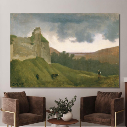 Rovine Del Castello Di Arches Jean-Baptiste-Camille Corot jbc17 quadro stampato su tela