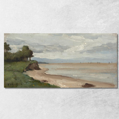 Spiaggia Vicino A Etretat Jean-Baptiste-Camille Corot jbc21 quadro stampato su tela