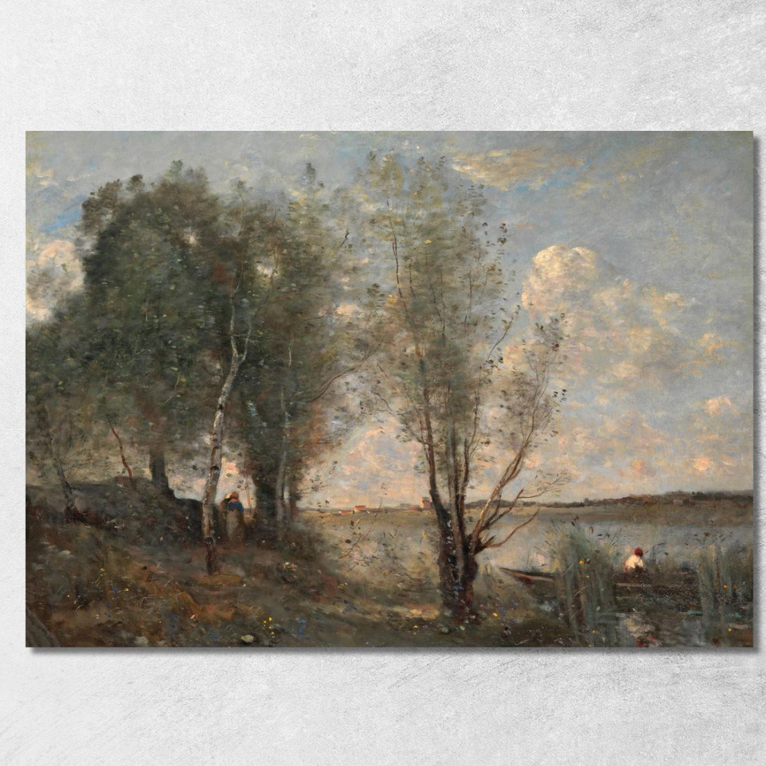 Barcaiolo Tra Le Canne Jean-Baptiste-Camille Corot jbc23 quadro stampato su tela