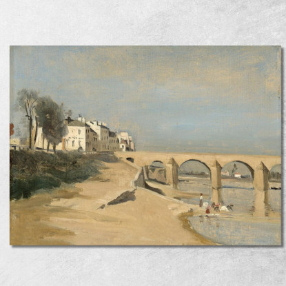 Ponte Sul Fiume Saona A Mâcon Jean-Baptiste-Camille Corot jbc27 quadro stampato su tela