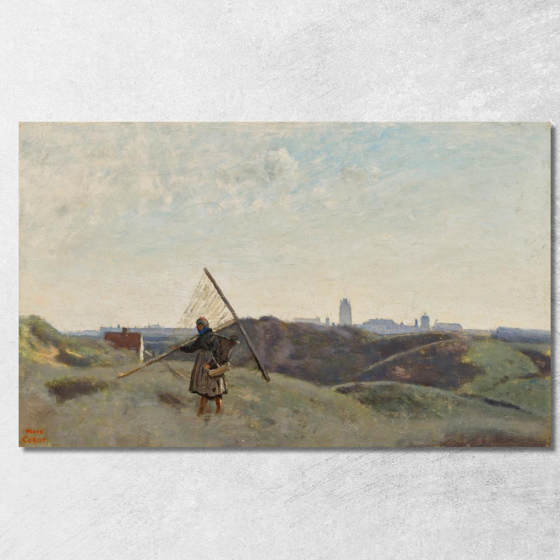 Dunkerque Una Pescatrice Di Gamberetti Jean-Baptiste-Camille Corot jbc47 quadro stampato su tela