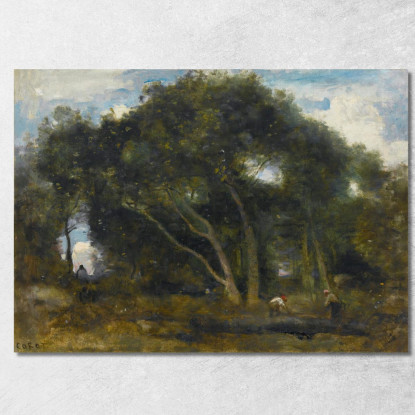 Fontainebleau-Oaks Inclinato In Una Radura Della Foresta Jean-Baptiste-Camille Corot jbc63 quadro stampato su tela