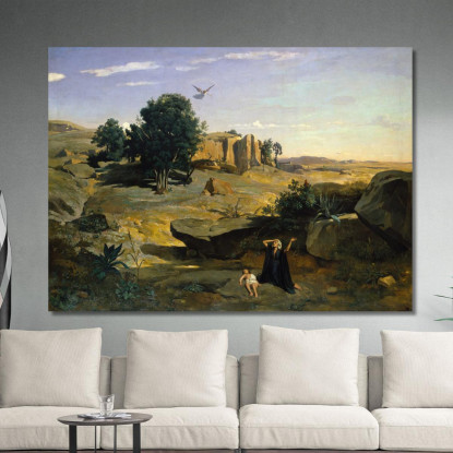 Agar Nel Deserto Jean-Baptiste-Camille Corot jbc76 quadro stampato su tela