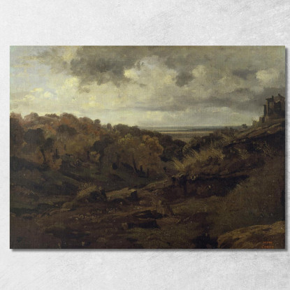 Paesaggio Italiano Vicino A Marino In Autunno Jean-Baptiste-Camille Corot jbc83 quadro stampato su tela