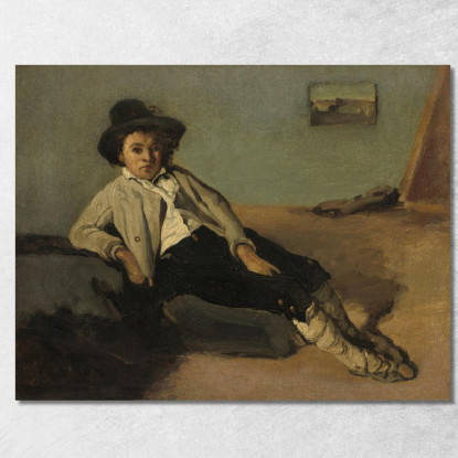 Ragazzo Contadino Italiano Jean-Baptiste-Camille Corot jbc84 quadro stampato su tela