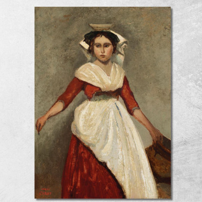 Donna Italiana In Piedi Con In Mano Una Brocca Jean-Baptiste-Camille Corot jbc88 quadro stampato su tela