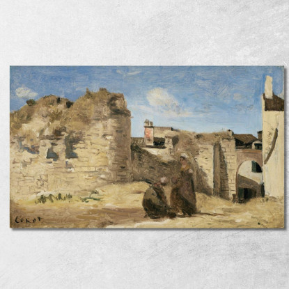 La Rochelle Un Angolo Del Cortile Della Commanderie Jean-Baptiste-Camille Corot jbc103 quadro stampato su tela