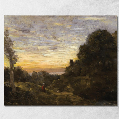 La Tour Dans Les Arbres La Torre Tra Gli Alberi Jean-Baptiste-Camille Corot jbc106 quadro stampato su tela