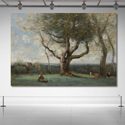 Il Grande Albero Vicino A Gournay Jean-Baptiste-Camille Corot jbc122 quadro stampato su tela