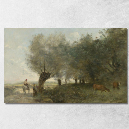 I Salici Sulla Punta Dell'Isola Jean-Baptiste-Camille Corot jbc147 quadro stampato su tela