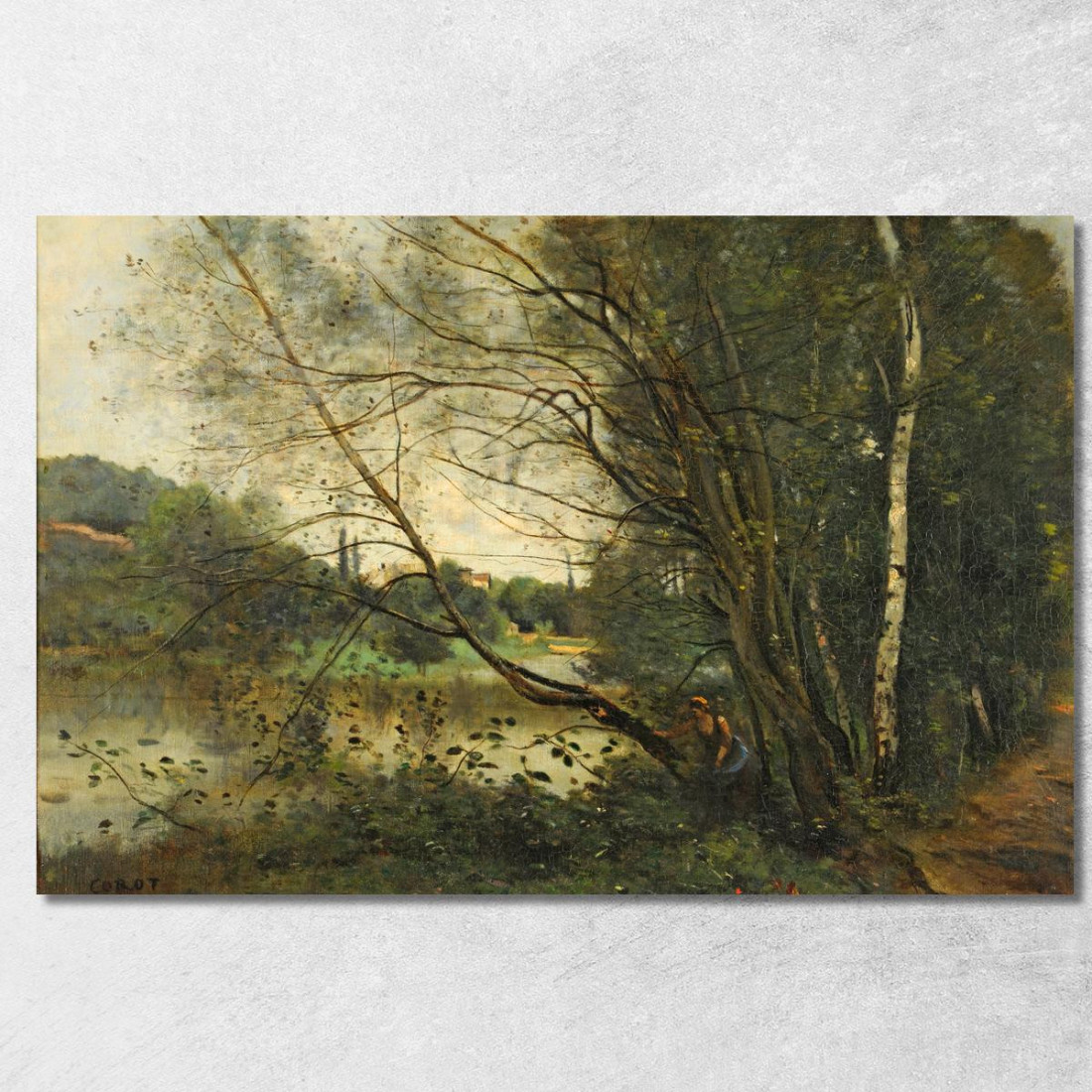 Lo Stagno Con L'Albero Pendente Jean-Baptiste-Camille Corot jbc159 quadro stampato su tela