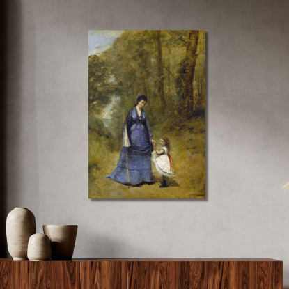 La Signora Stumpf E Sua Figlia Jean-Baptiste-Camille Corot jbc162 quadro stampato su tela