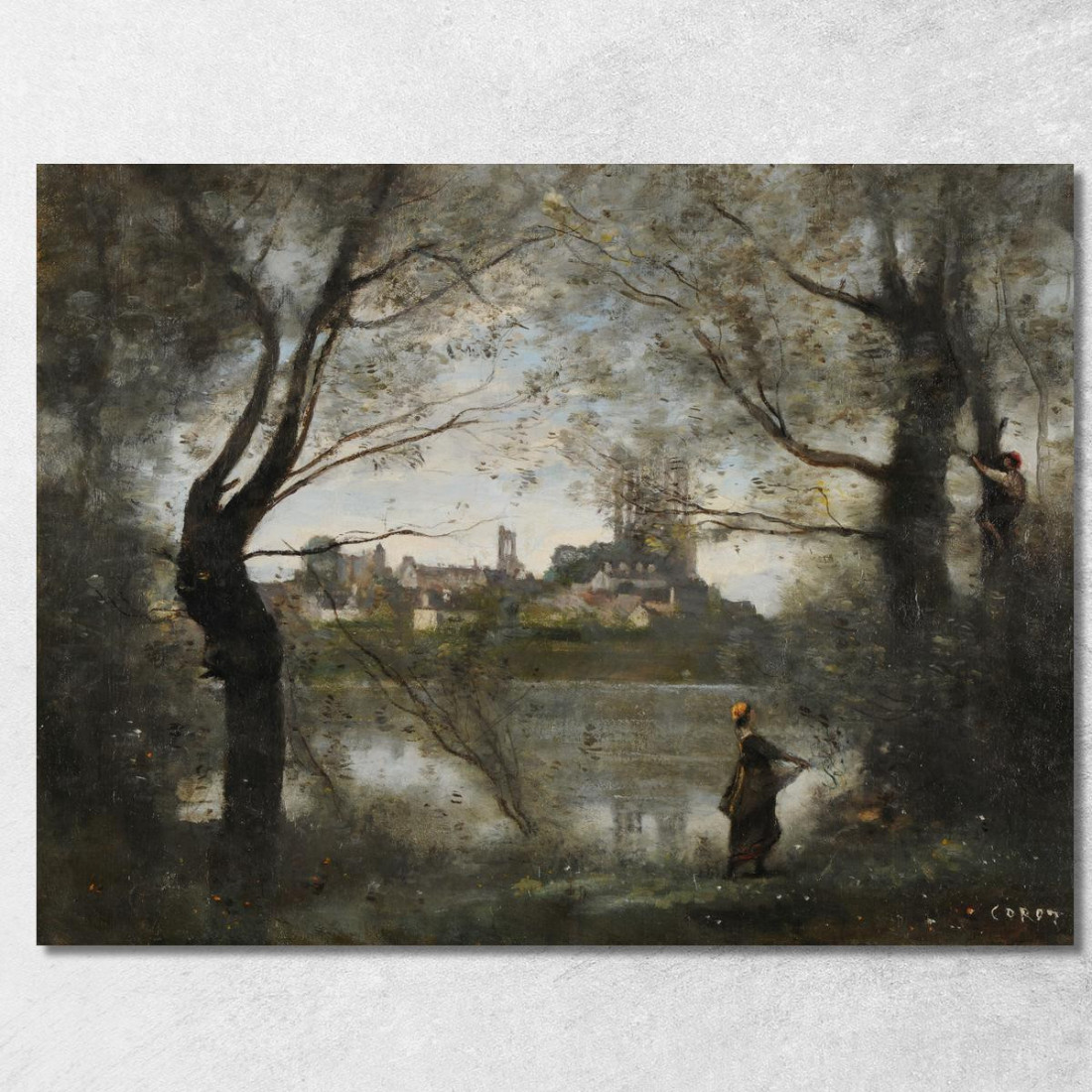 Mantes In Serata Jean-Baptiste-Camille Corot jbc165 quadro stampato su tela