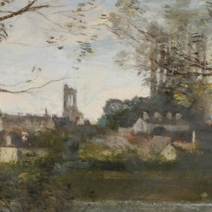 Mantes In Serata Jean-Baptiste-Camille Corot jbc165 quadro stampato su tela