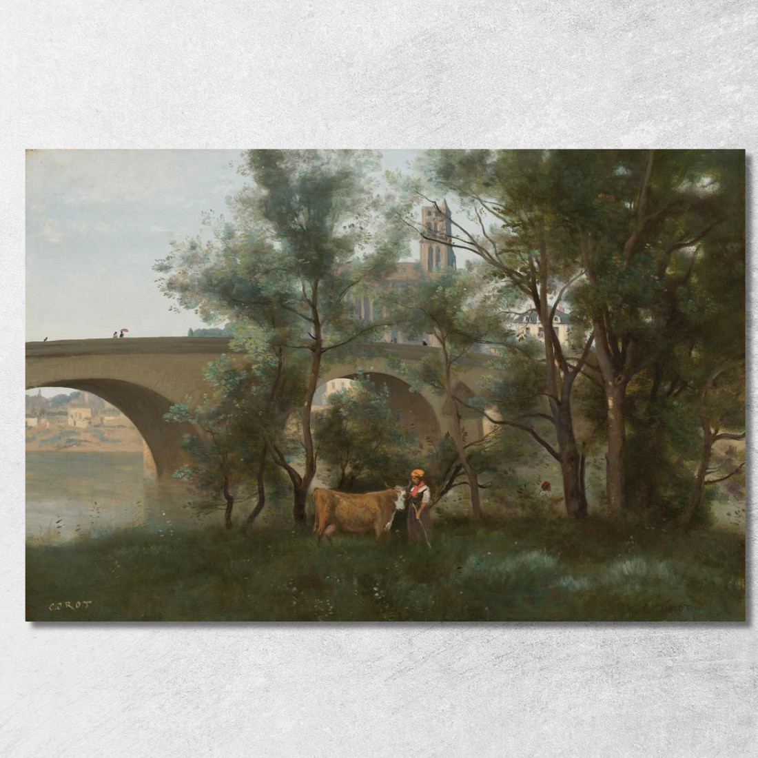 Mantes Le Rive Della Senna Ai Piedi Del Ponte Jean-Baptiste-Camille Corot jbc166 quadro stampato su tela