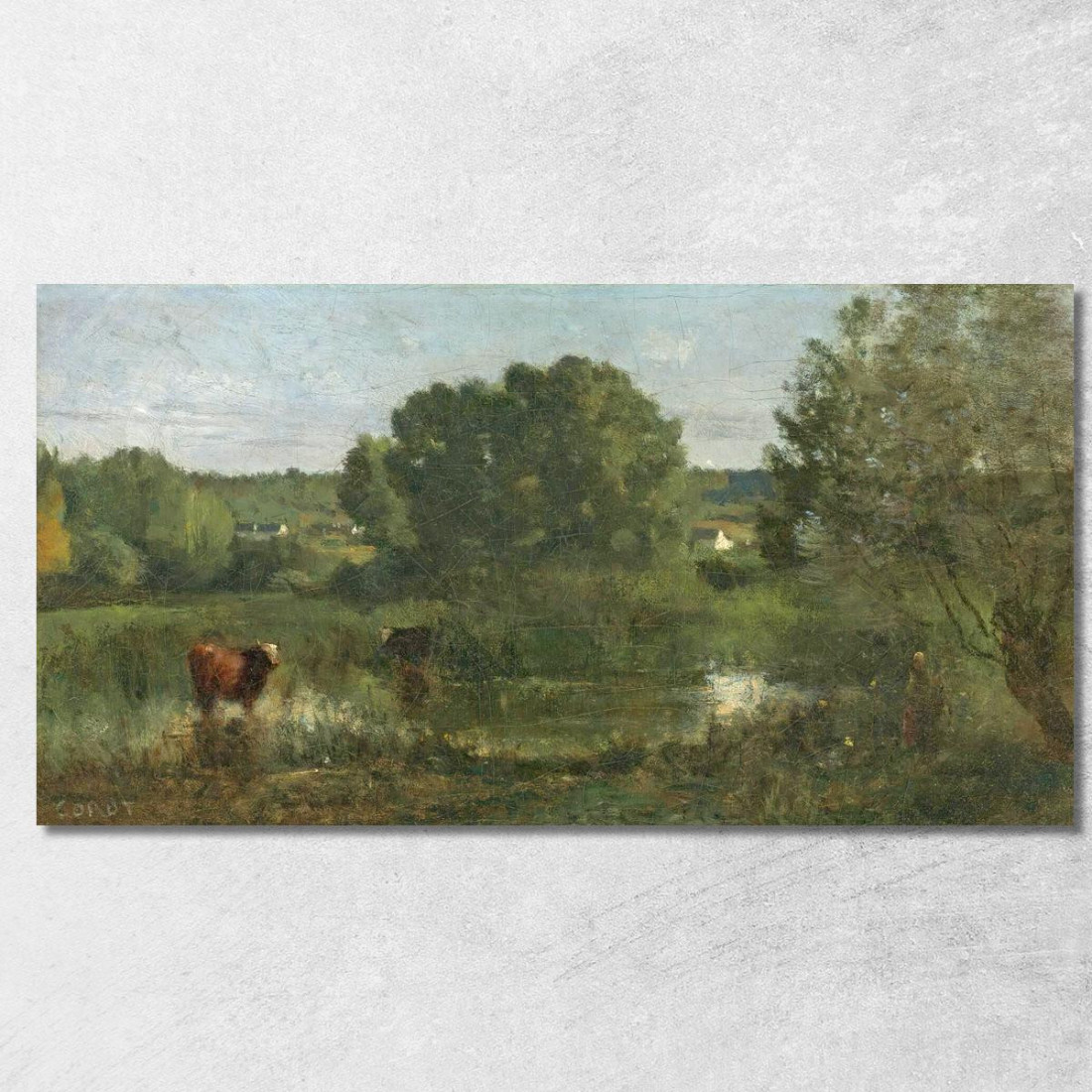 Marcoussis La Mare Aux Vaches Jean-Baptiste-Camille Corot jbc169 quadro stampato su tela