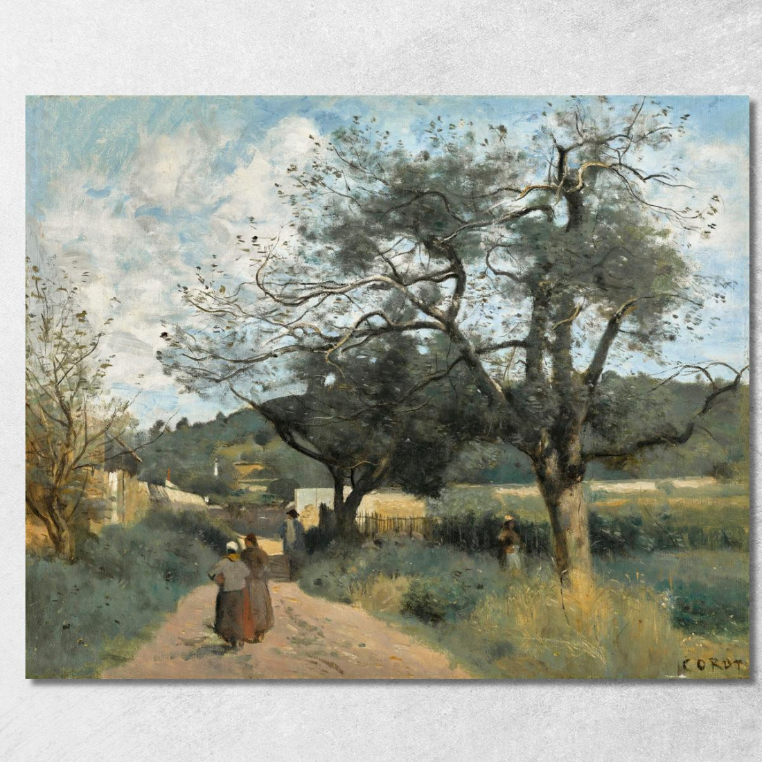 Strada Marcoussis Attraverso I Campi Jean-Baptiste-Camille Corot jbc170 quadro stampato su tela