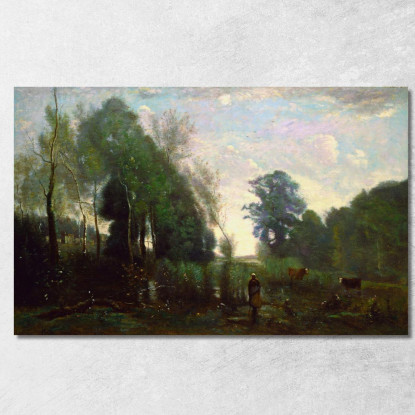 Mattina Nebbiosa Jean-Baptiste-Camille Corot jbc175 quadro stampato su tela