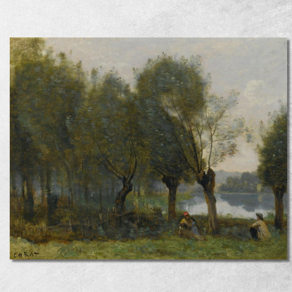 Montgeron-Saulaie Sull'Acqua Jean-Baptiste-Camille Corot jbc179 quadro stampato su tela