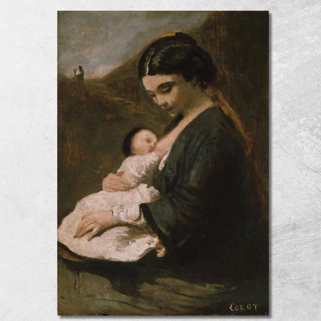 Madre E Figlio Jean-Baptiste-Camille Corot jbc184 quadro stampato su tela