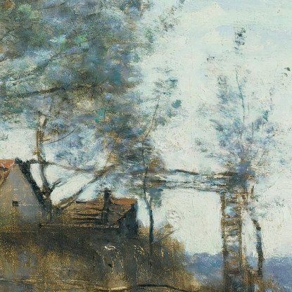 Contadini Seduti Alla Porta Di Un Cabaret Jean-Baptiste-Camille Corot jbc196 quadro stampato su tela